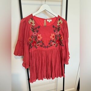Umgee Floral Embroidered Blouse